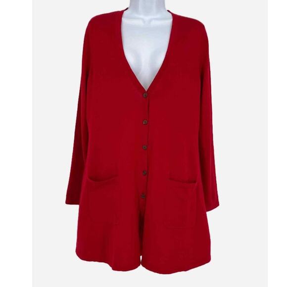 J.Jill Women's Lightweight Button Front Cardigan Scarlet Size L - Picture 1 of 8